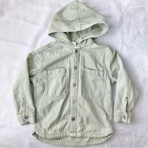 Zara 4-5 Years Kids Sage Green Mint Denim Hood Jacket Fall Spring